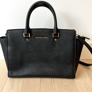 Michael Kors safiano black satchel